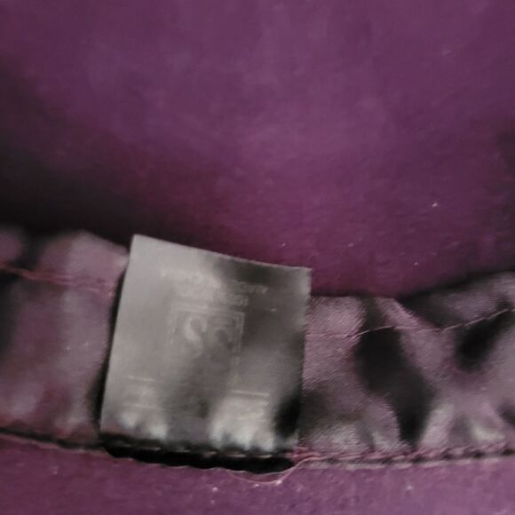 SOMETHING Special Brim Flower Beaded Hat purple wool felt Cloche Dressy - Picture 2 of 9